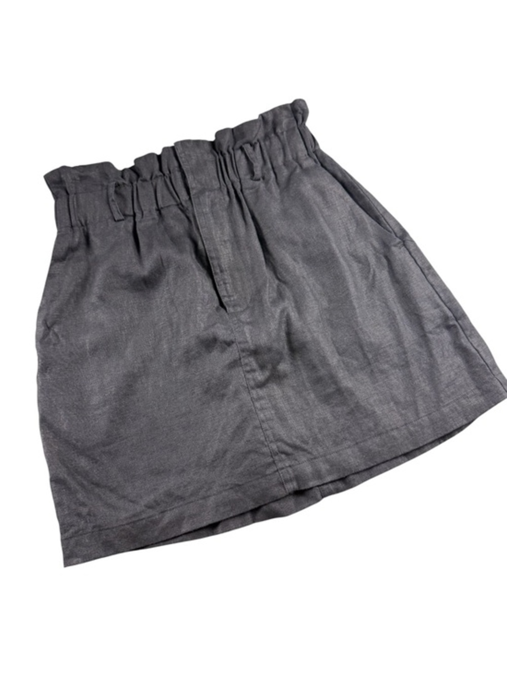 Reformation Charcoal Gray Paperbag Waist Mini Skirt